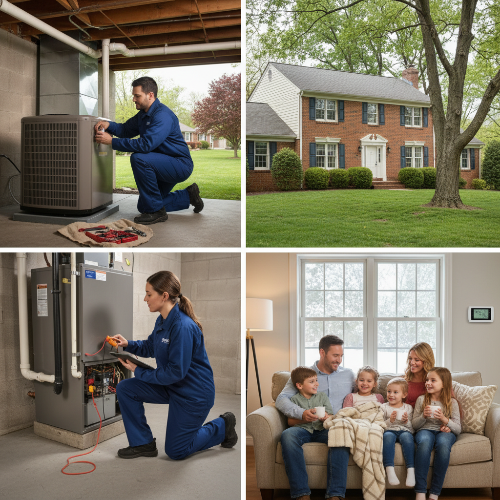 An HVAC technician from Moon Air expertly installs a new air conditioning unit in a Cecil County, Maryland home.
