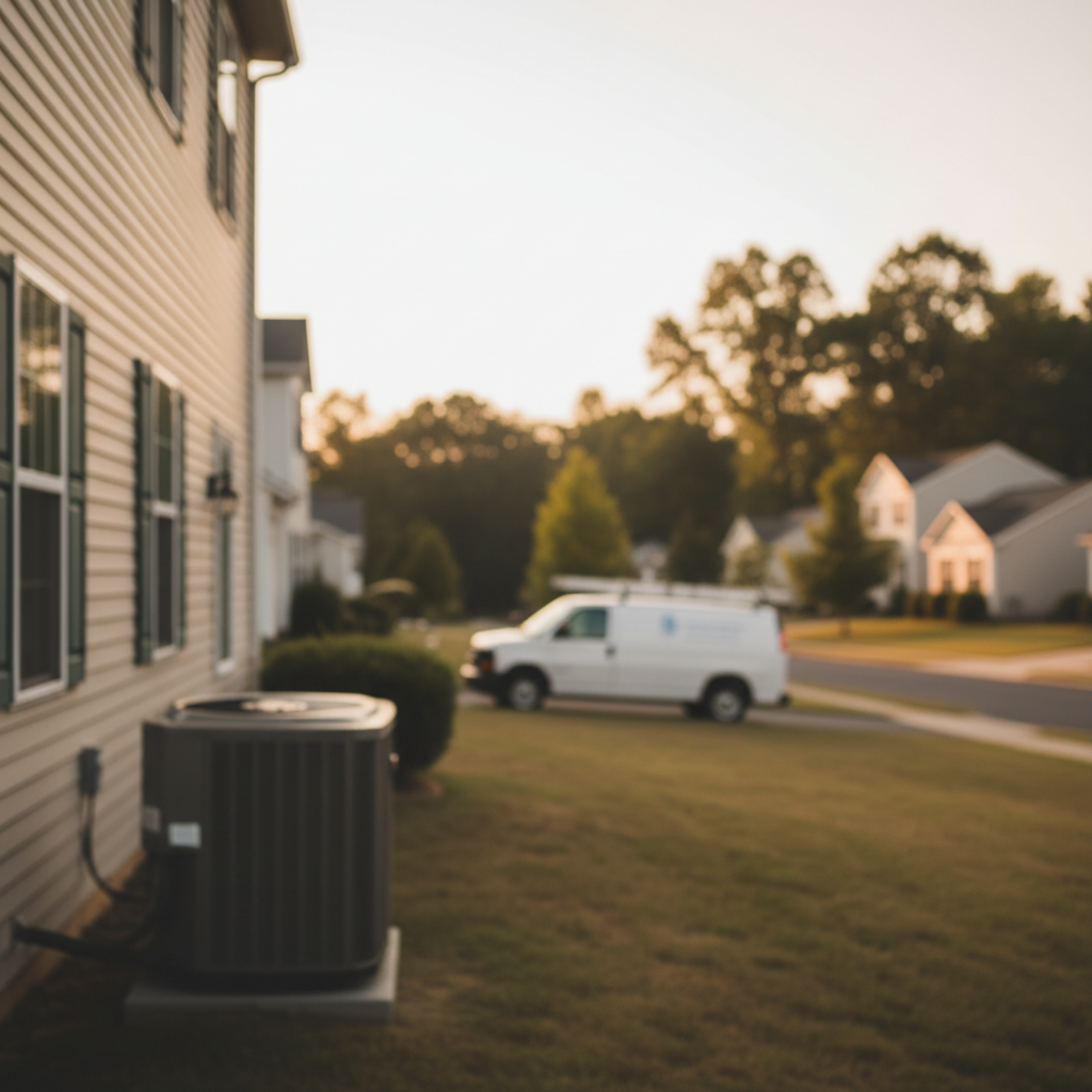 Subtle outdoor AC unit in an Elkton, MD neighborhood, representing AC not turning on repair services.