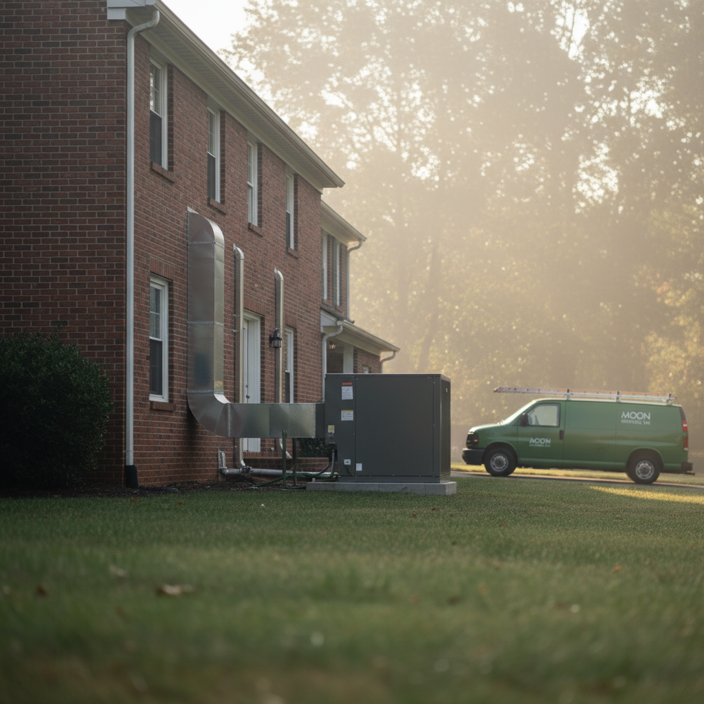 Subtle view of a mechanical contractor installation outside a residential building in an Elkton, MD neighborhood.